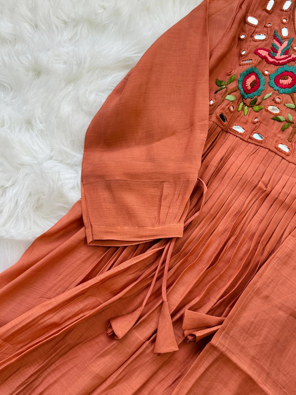 ✨ Pure Mul Chanderi Handwork Embroidered Mirror Work Anarkali Set ✨