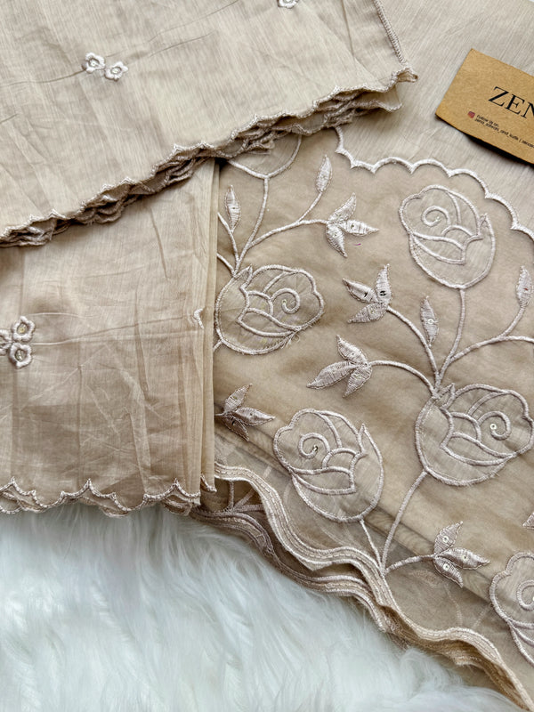 Premium Mul Chanderi Embroidered Unstitched Suit – Redefining Ethnic Elegance