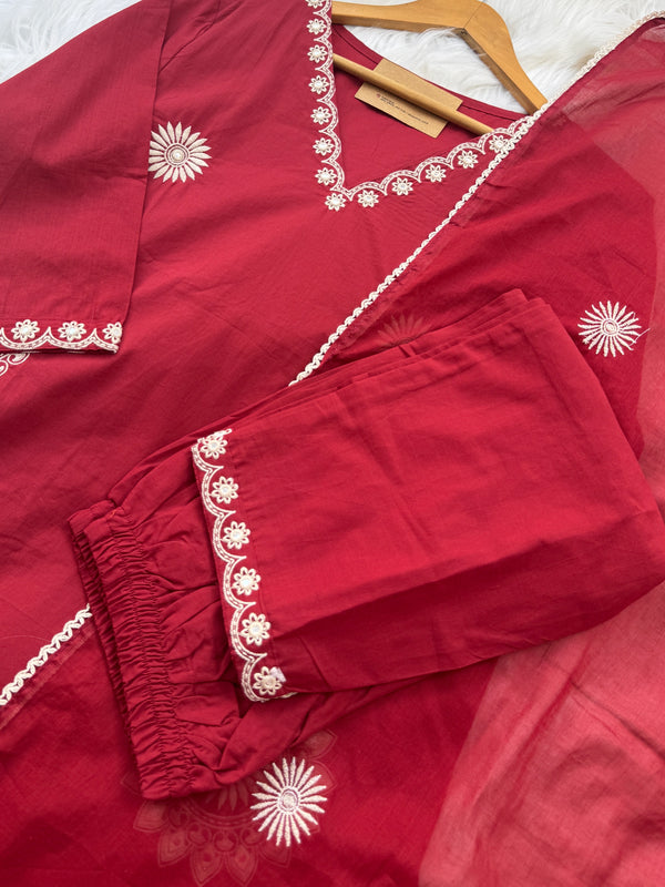 Pure Cotton Embroidered Kurti Set 🌿