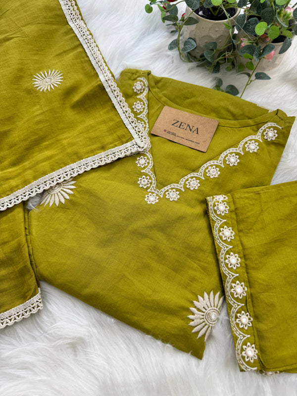 Pure Cotton Embroidered Kurti Set 🌿