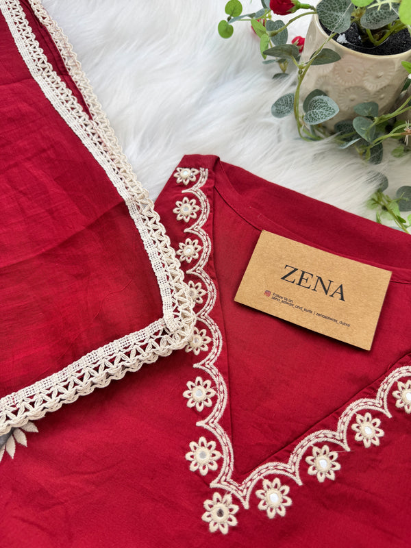 Pure Cotton Embroidered Kurti Set 🌿