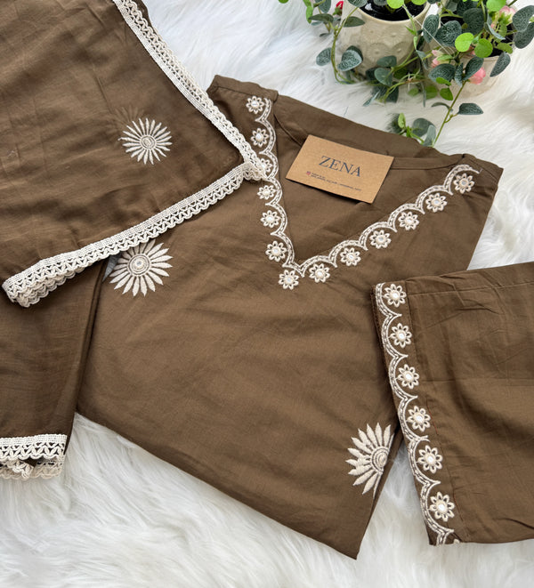 Pure Cotton Embroidered Kurti Set 🌿