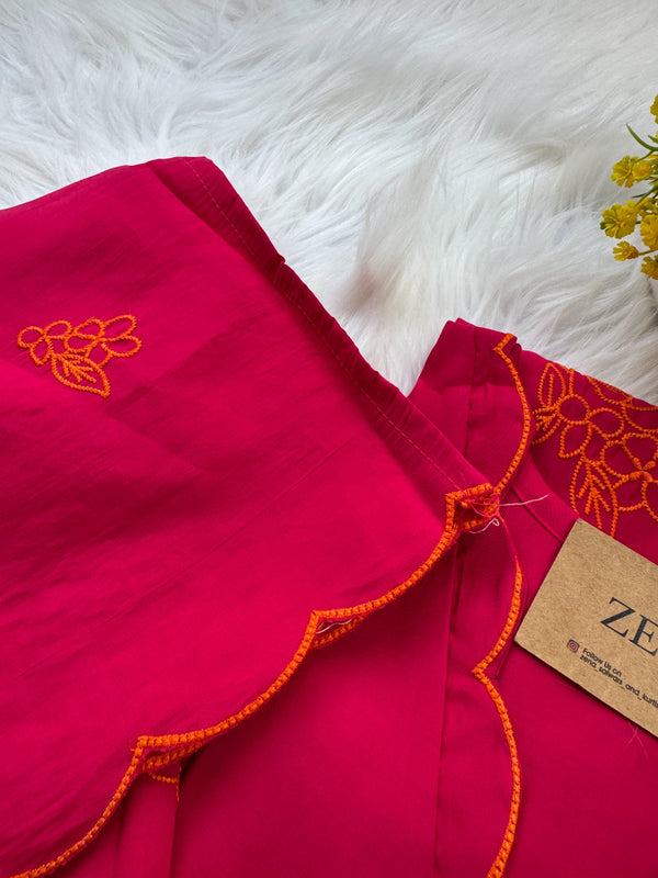 ✨ Mul Chanderi Embroidered Kurti Set ✨