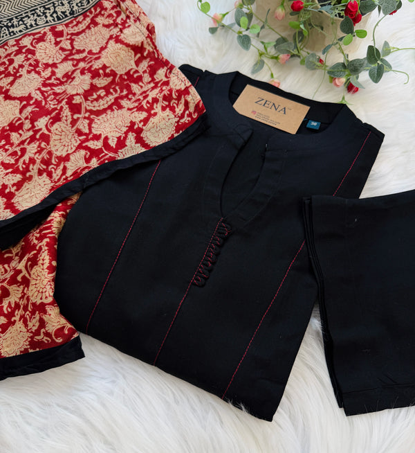 ✨ Pure Cotton A-Line Kurti Set ✨