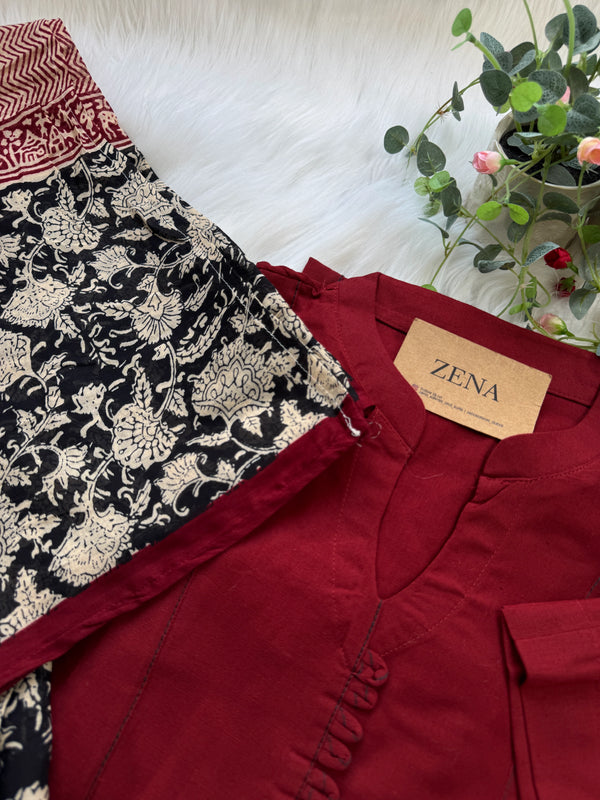 ✨ Pure Cotton A-Line Kurti Set ✨