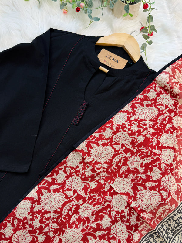 ✨ Pure Cotton A-Line Kurti Set ✨
