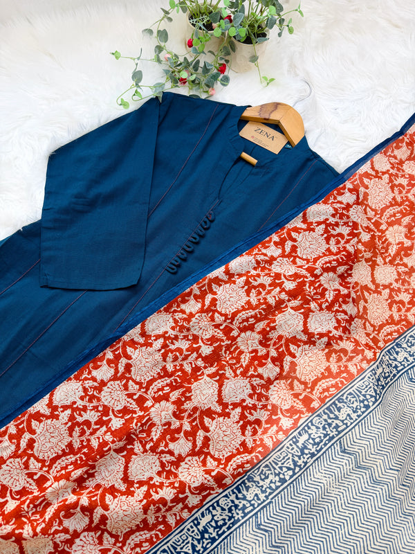 ✨ Pure Cotton A-Line Kurti Set ✨