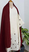 ✨ Pure Cotton Striped Hand-Embroidered French Knot Kurti Set ✨
