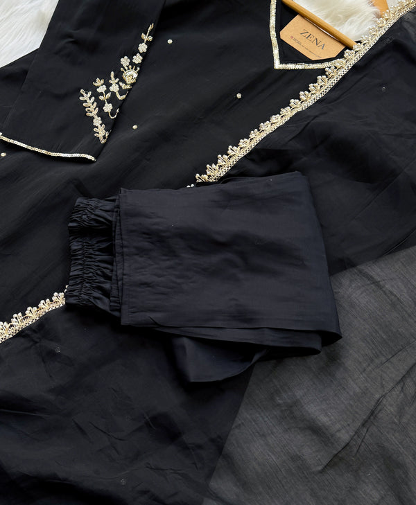 ✨ Mul Chanderi Hand Detailed Anarkali Set ✨