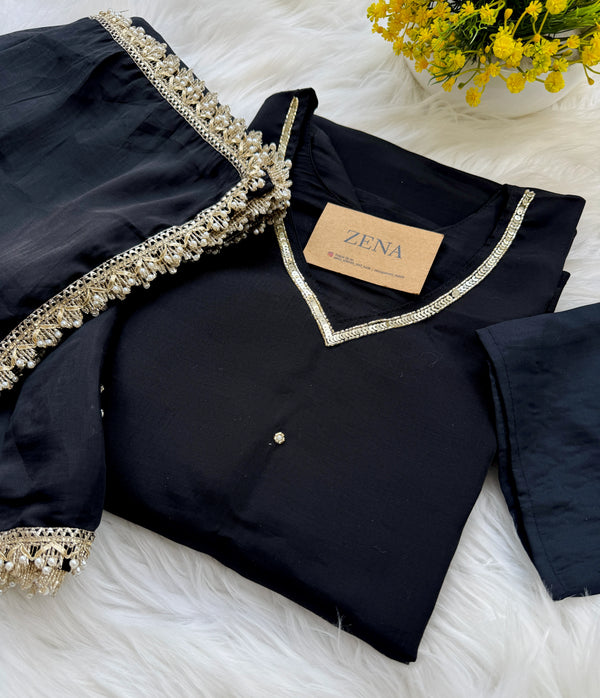 ✨ Mul Chanderi Hand Detailed Anarkali Set ✨