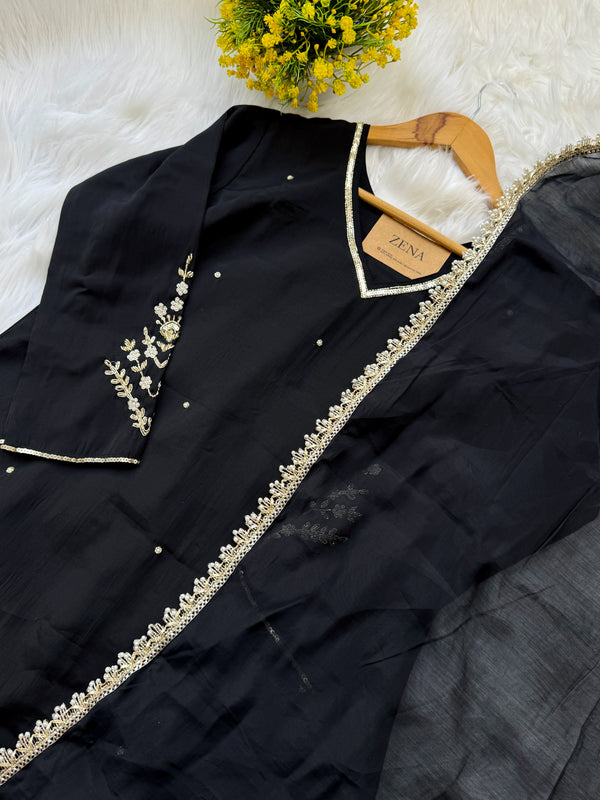 ✨ Mul Chanderi Hand Detailed Anarkali Set ✨