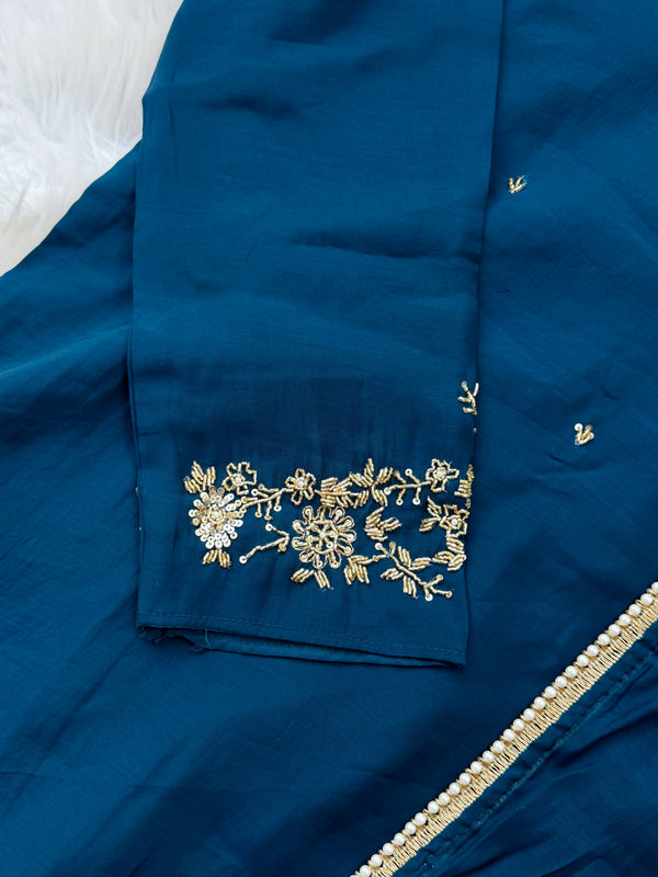 ✨ Mul Chanderi Hand Detailed Anarkali Set ✨