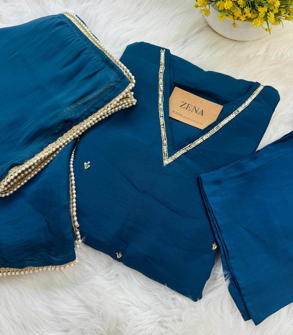 ✨ Mul Chanderi Hand Detailed Anarkali Set ✨