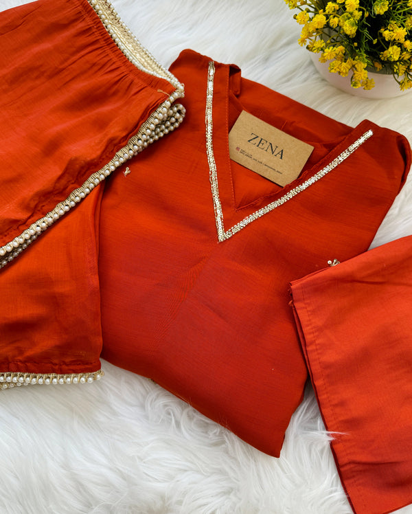 ✨ Mul Chanderi Hand Detailed Anarkali Set ✨