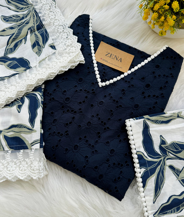 ✨ Pure Cotton Hakoba Kurti Set with Printed Dupatta ✨