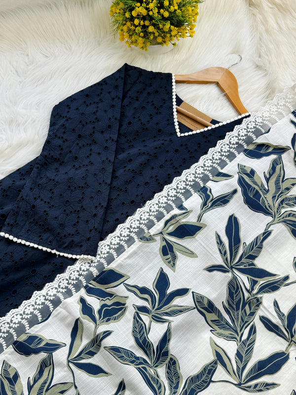 ✨ Pure Cotton Hakoba Kurti Set with Printed Dupatta ✨