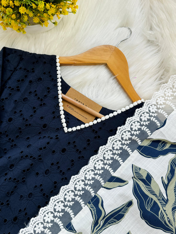 ✨ Pure Cotton Hakoba Kurti Set with Printed Dupatta ✨