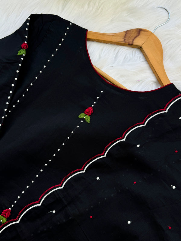 ✨ Pure Cotton French Knot Anarkali Set ✨