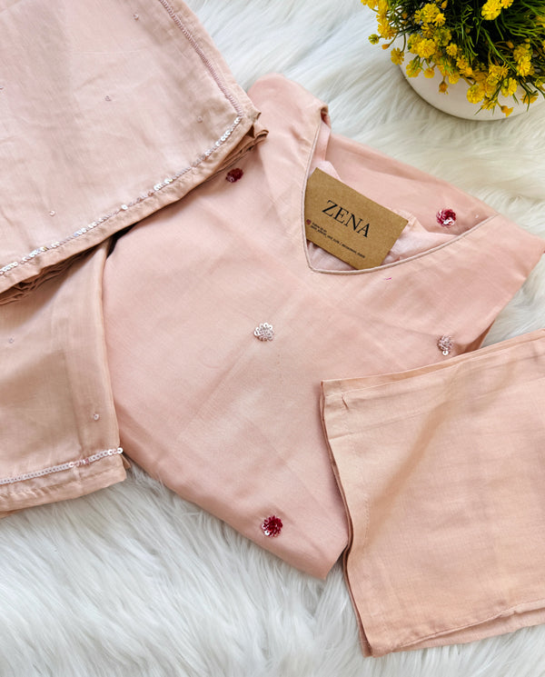 ✨ Premium Mul Chanderi Hand Detailed Kurti Set ✨