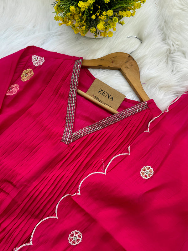 ✨ Mul Chanderi Embroidered Anarkali Set ✨