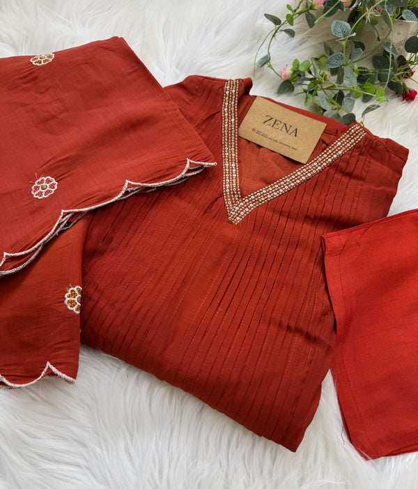 ✨ Mul Chanderi Embroidered Anarkali Set ✨