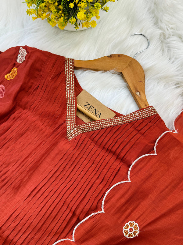 ✨ Mul Chanderi Embroidered Anarkali Set ✨