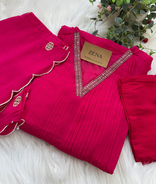 ✨ Mul Chanderi Embroidered Anarkali Set ✨