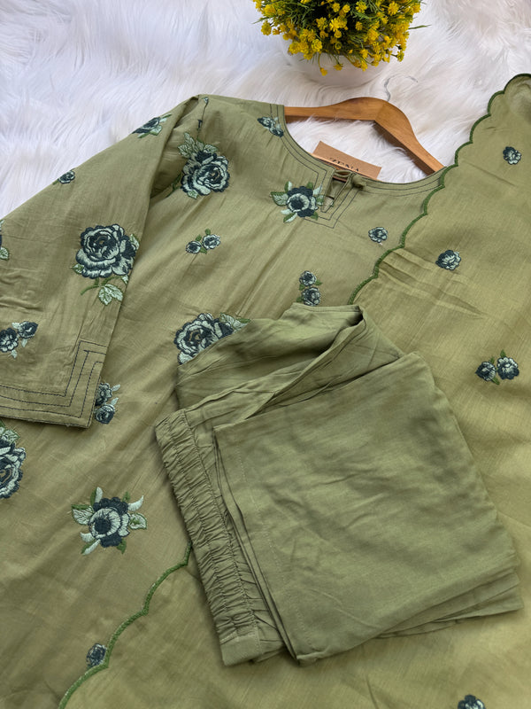 ✨ Pure Cotton Embroidered Kurti Set ✨