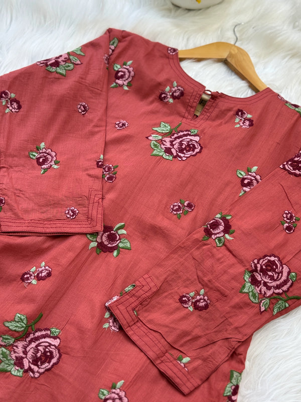 ✨ Pure Cotton Embroidered Kurti Set ✨