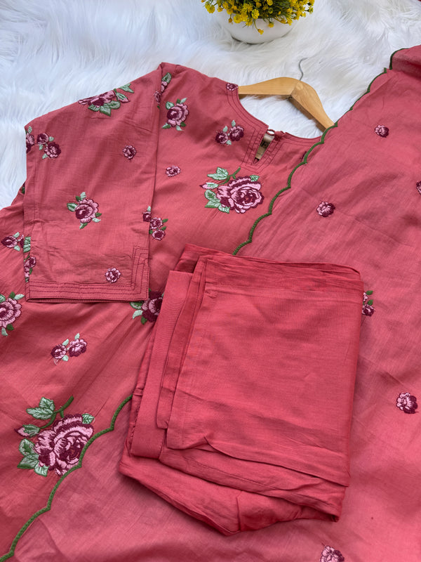 ✨ Pure Cotton Embroidered Kurti Set ✨