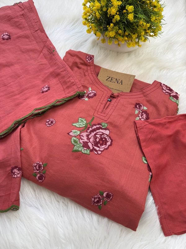 ✨ Pure Cotton Embroidered Kurti Set ✨