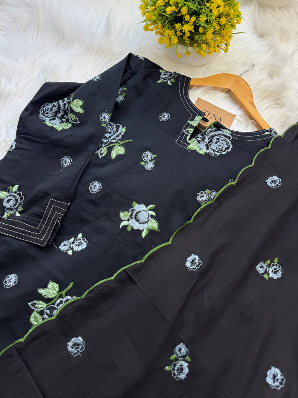 ✨ Pure Cotton Embroidered Kurti Set ✨