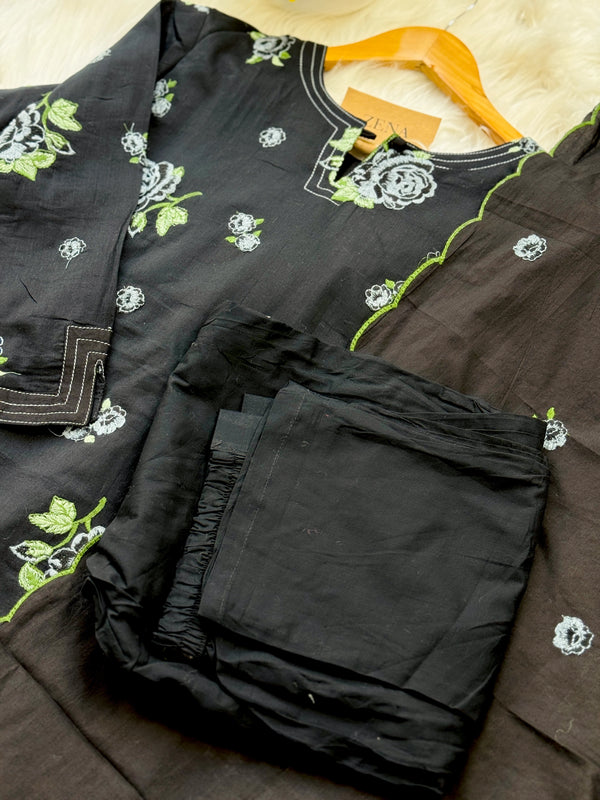 ✨ Pure Cotton Embroidered Kurti Set ✨