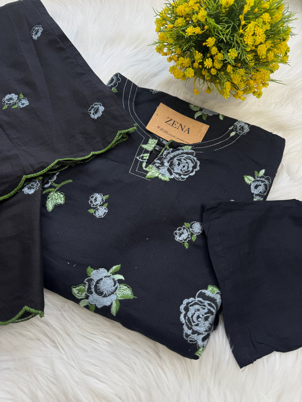 ✨ Pure Cotton Embroidered Kurti Set ✨