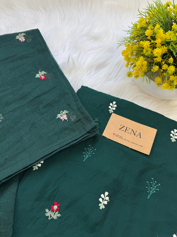 ✨ Mul Chanderi Unstitched Suit with Embroidery Buttis ✨