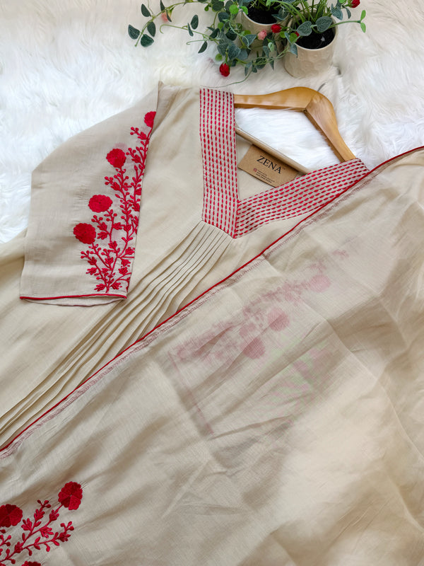 Glass Chanderi Embroidered Anarkali Set