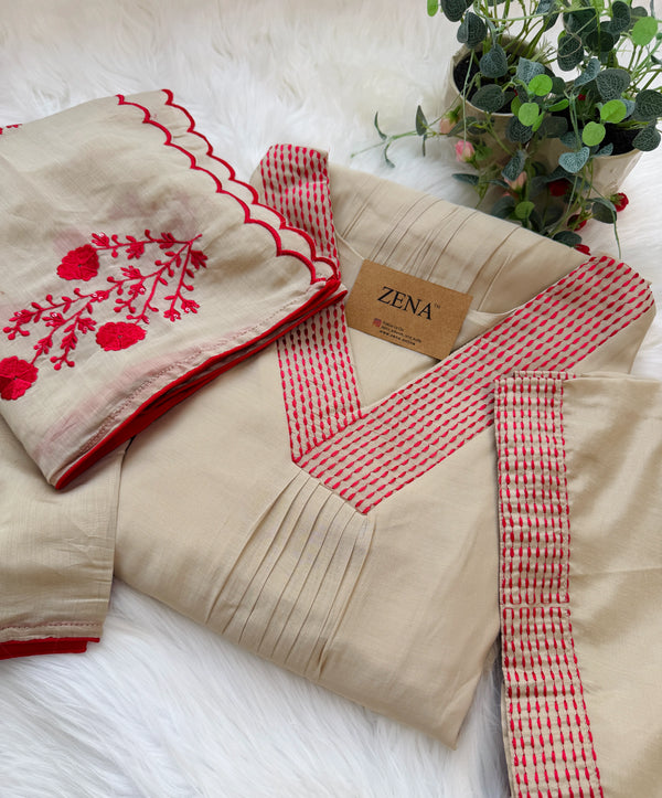 Glass Chanderi Embroidered Anarkali Set