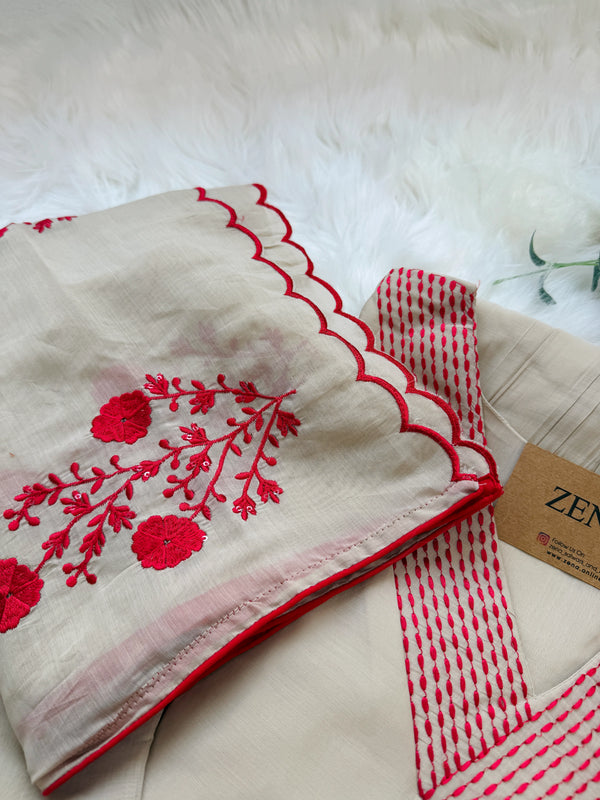 Glass Chanderi Embroidered Anarkali Set