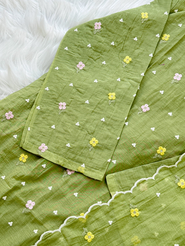 ✨ Pure Mul Chanderi Embroidered Kurti Set ✨