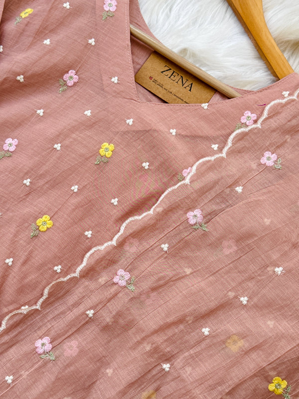 ✨ Pure Mul Chanderi Embroidered Kurti Set ✨