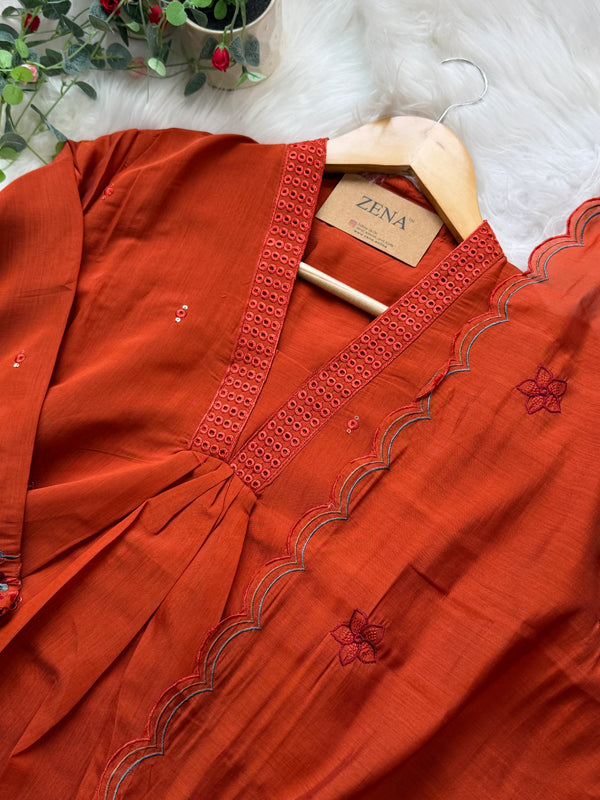 ✨ Glass Chanderi Anarkali Set ✨