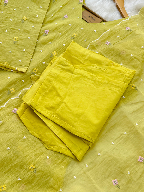 ✨ Pure Mul Chanderi Embroidered Kurti Set ✨