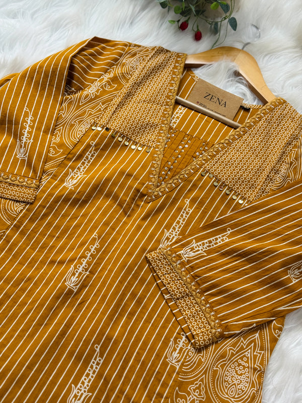 ✨ Pure Cotton Hand Detailed Kurti Set ✨