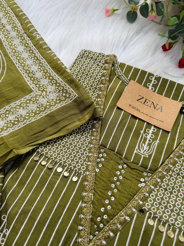 ✨ Pure Cotton Hand Detailed Kurti Set ✨
