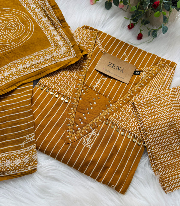 ✨ Pure Cotton Hand Detailed Kurti Set ✨