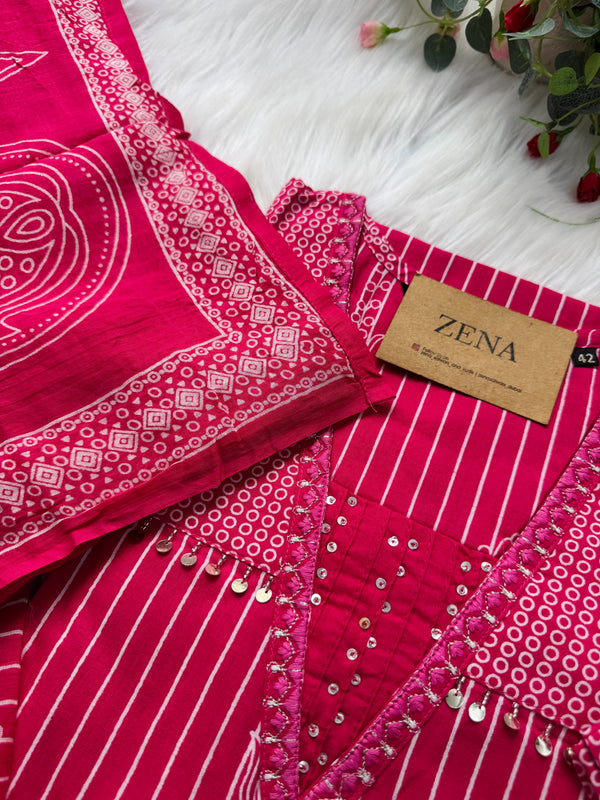 ✨ Pure Cotton Hand Detailed Kurti Set ✨
