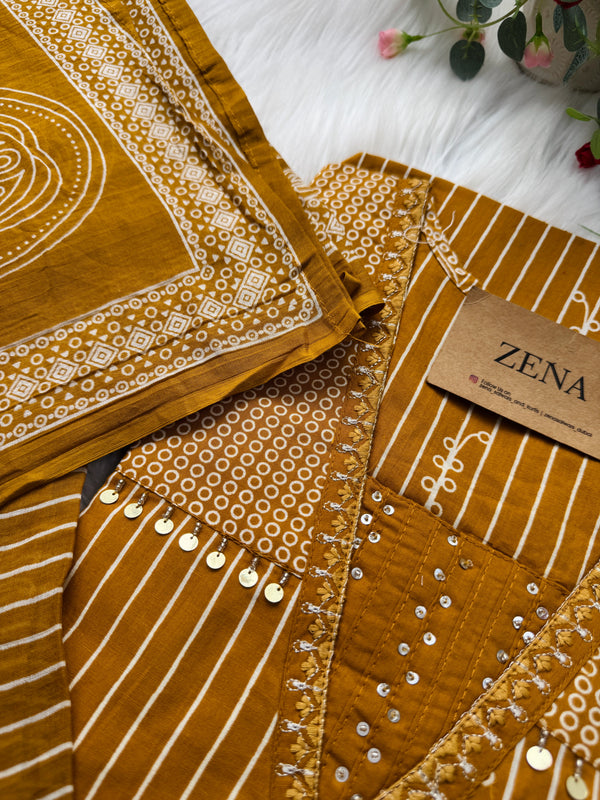 ✨ Pure Cotton Hand Detailed Kurti Set ✨