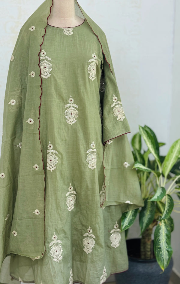 ✨ Premium Mul Chanderi Hand-Detailed Kurti Set ✨