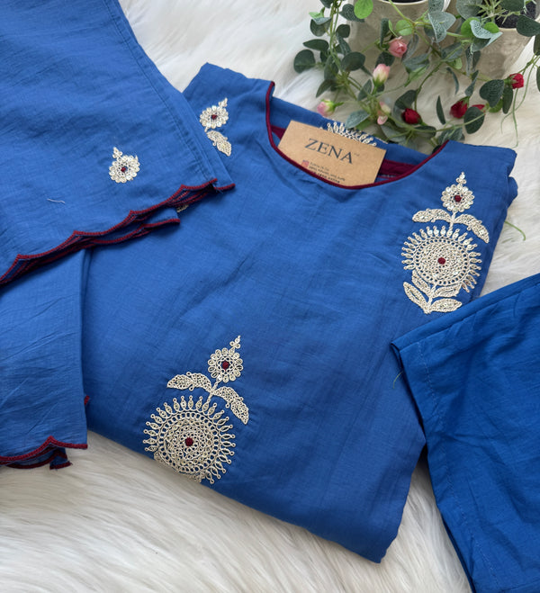 ✨ Premium Mul Chanderi Hand-Detailed Kurti Set ✨