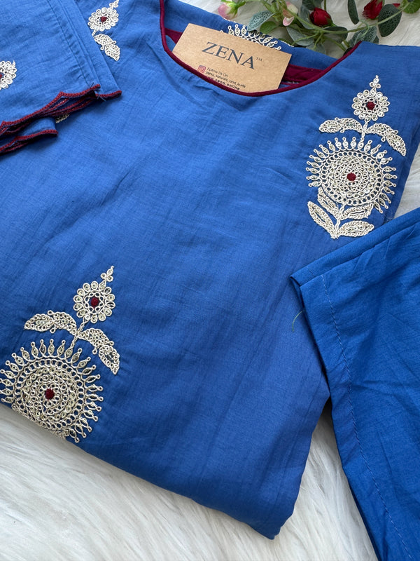 ✨ Premium Mul Chanderi Hand-Detailed Kurti Set ✨